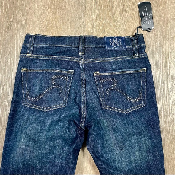 Rock & Republic NEW Women's Size 4 Jeans BootCut Sequined Pockets DARK BLUE - Picture 3 of 12